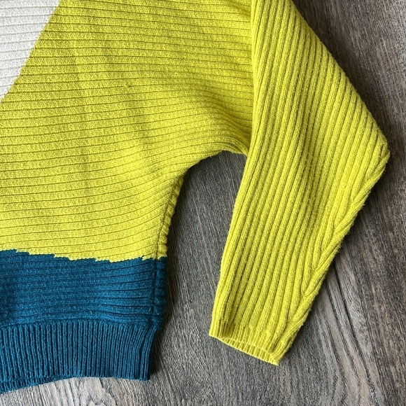 Express Sweater Blue Green Color Block Ribbed Dolman Sleeve Sweater Size Small - Picture 13 of 16